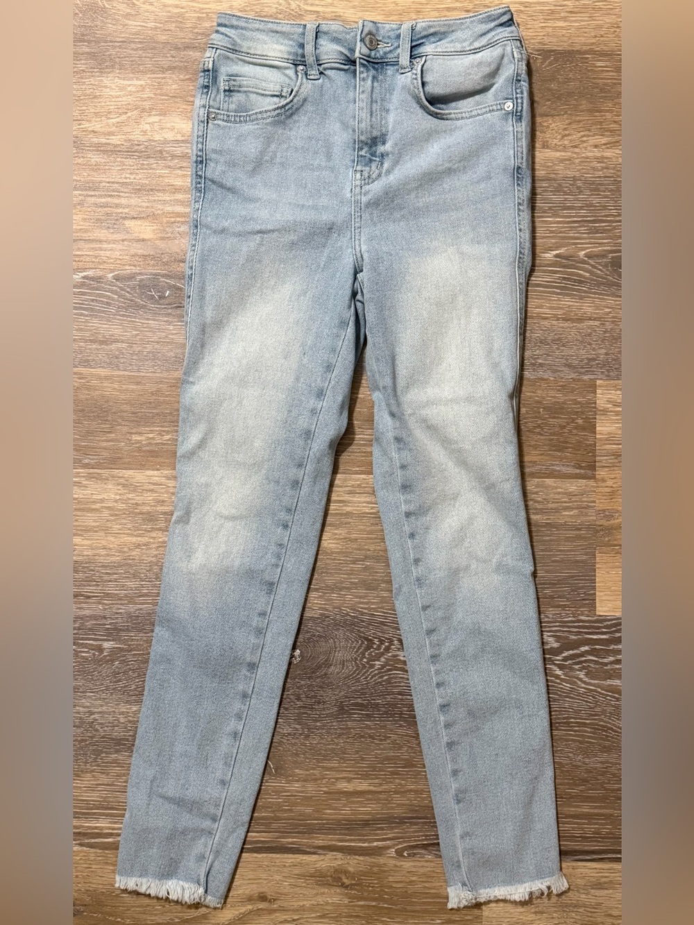 Free People We The Free High Rise Raw Hem Skinny Jeans Size 28 Light Wash